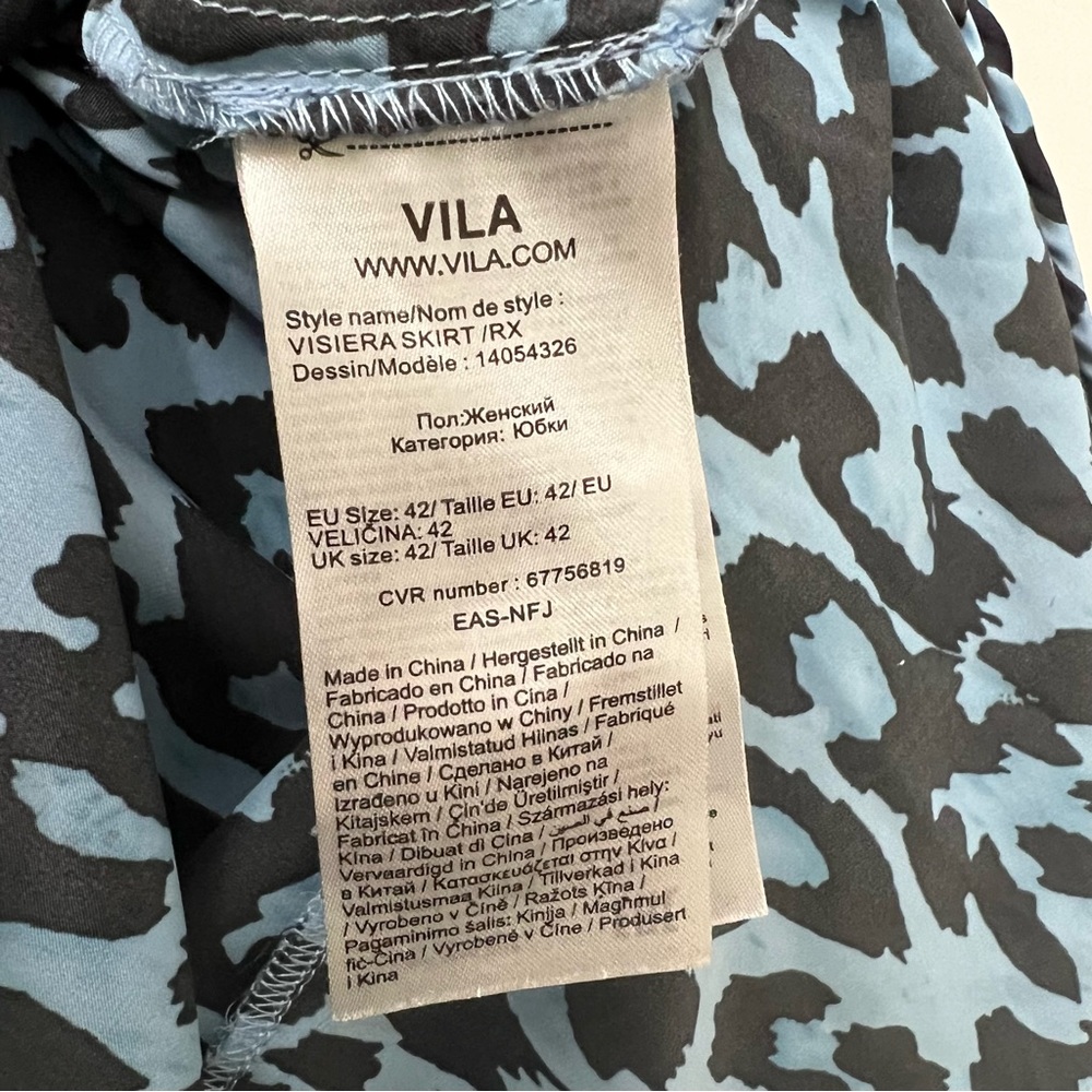 ASOS Blue & Black Satin Leopard Animal Patterned Midi Ruffle Modest Slip Skirt - Picture 9 of 10